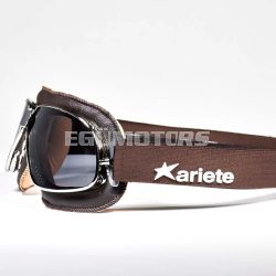  Ariete vintage szemüveg, barna bőrpánt, krómozott keret, füstszínű lencsével