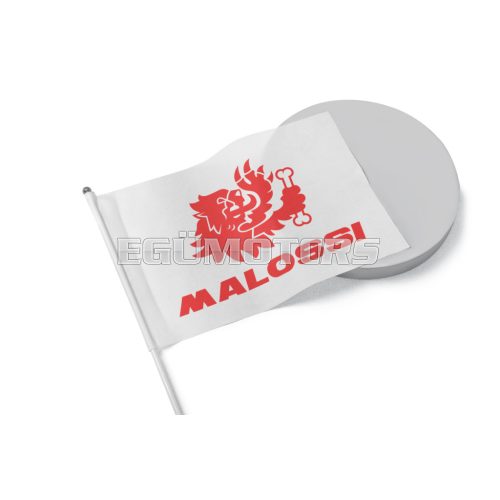 White ground flag with red Malossi mark - dimensions 98x135 cm