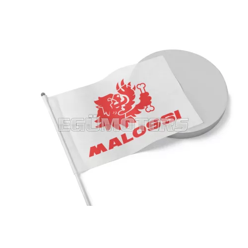 White ground flag with red Malossi mark - dimensions 98x135 cm