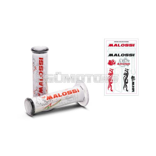 Malossi 2 WHITE GRIPS with Malossi TRIBAL logo (handle 30 - side fastening)
