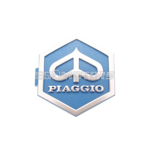 emblem / badge Piaggio 3D hexagonal 32x37mm to plug, blue / silver