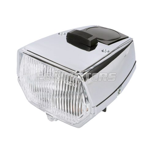 headlight square chromed with switch for Puch Maxi N, Europa
