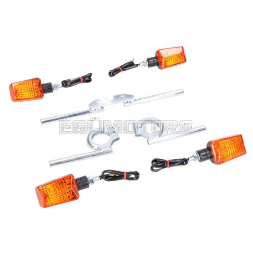 indicator light set 12V 20W w/ mounting brackets zinc plated for Simson S50, S51, S70