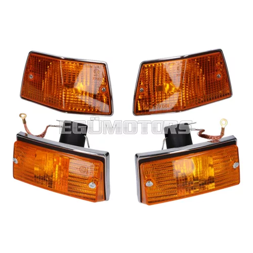 Index lámpa készlet, komplett, első és hátsó, narancs, Vespa PX 125-200, Vespa T5