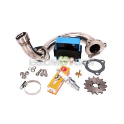   101 Octane Állítható CDI egységgel ellátott tuning szett, rozsdamentes acél kipufogócsonkal Derbi Senda, Aprilia RX, SX, Gilera RCR, SMT 2018-tól (Euro4)