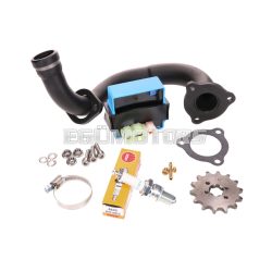   101 Octane Állítható CDI egységgel tuning szett, fekete kipufogócsonkal Derbi Senda, Aprilia RX 50, SX 50, Gilera RCR, SMT 2018-tól (Euro4)