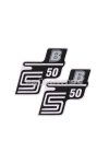 OEM Standard Logo fólia / matrica S50 B ezüst, 2 darab, Simson S50