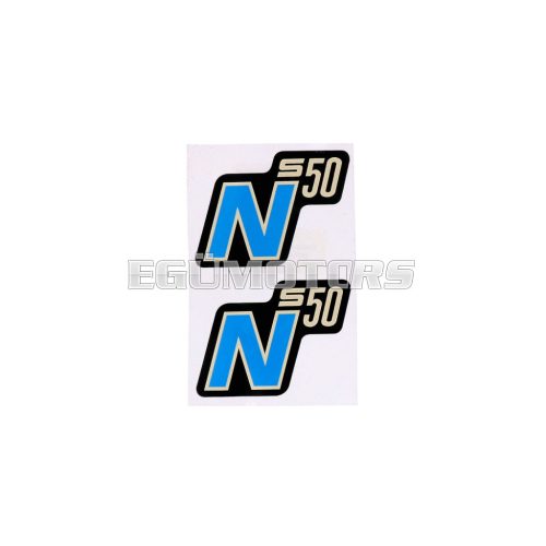 OEM Standard Logo fólia, matrica S50 N fekete-kék, 2 darab, Simson S50