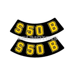   OEM Standard Logo fólia, matrica S50 B fekete-sárga, 2 darab, Simson S50