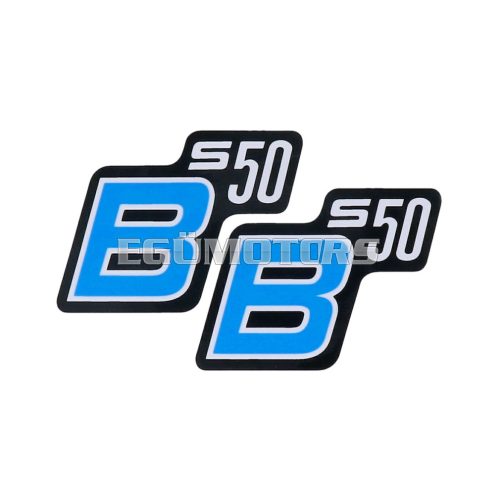 logo foil / sticker S50 B black-light-blue 2 pieces for Simson S50