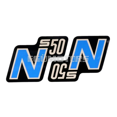 logo foil / sticker S50 N black-light-blue 2 pieces for Simson S50