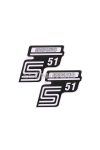 OEM Standard Logo fólia / matrica S51 Enduro ezüst, 2 darab Simson S51