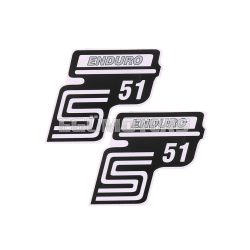   OEM Standard Logo fólia / matrica S51 Enduro ezüst, 2 darab Simson S51