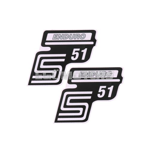 OEM Standard Logo fólia / matrica S51 Enduro ezüst, 2 darab Simson S51