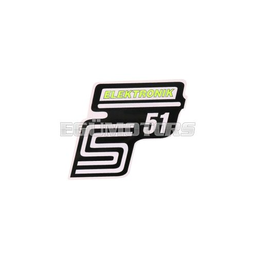 logo foil / sticker S51 Elektronik neon yellow for Simson S51