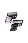 OEM Standard Logo fólia / matrica S51 Elektronik fehér, 2 darab Simson S51