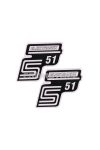 OEM Standard Logo fólia, matrica S51 Elektronik fehér, 2 darab Simson S51