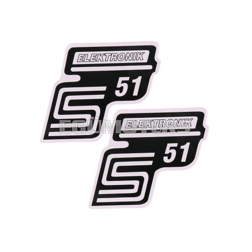 OEM Standard Logo fólia / matrica S51 Elektronik fehér, 2 darab Simson S51