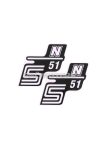 OEM Standard Logo fólia, matrica S51 N fehér, 2 darab, Simson S51