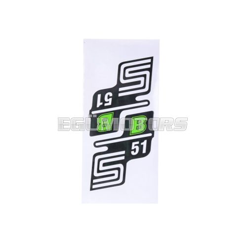 logo set foil / sticker S51 B green for Simson S51