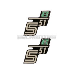   logo foil / sticker S51 B black-light-green 2 pieces for Simson S51