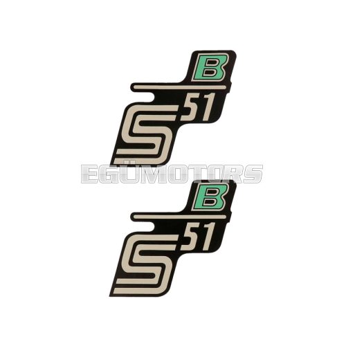 OEM Standard Logo fólia, matrica S51 B fekete-világoszöld, 2 darab Simson S51