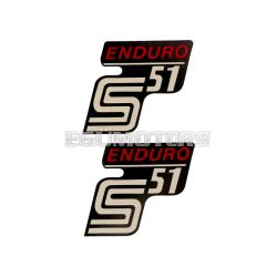   logo foil / sticker S51 Enduro black-red 2 pieces for Simson S51