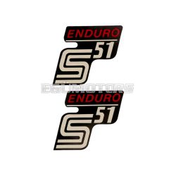  OEM Standard Logo fólia, matrica S51 Enduro fekete-piros, 2 darab Simson S51