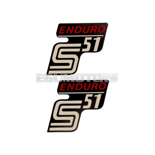 logo foil / sticker S51 Enduro black-red 2 pieces for Simson S51