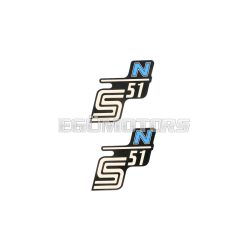   logo foil / sticker S51 N black-light-blue 2 pieces for Simson S51N