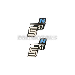   OEM Standard Logo fólia, matrica S51 N fekete-világoskék, 2 darab Simson S51N