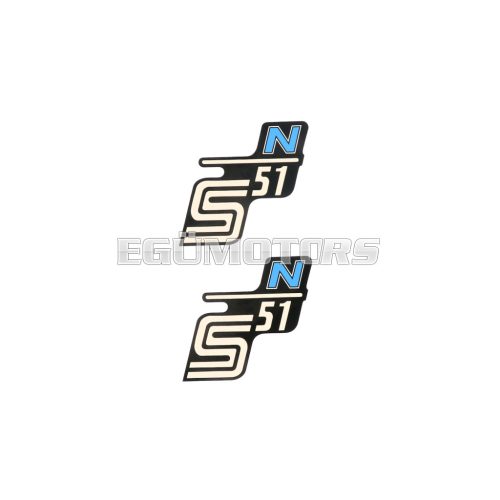 logo foil / sticker S51 N black-light-blue 2 pieces for Simson S51N