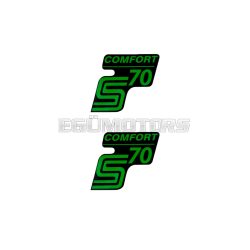   logo foil / sticker S70 Comfort black-green 2 pieces for Simson S70