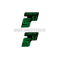   logo foil / sticker S51 Comfort black-green 2 pieces for Simson S51