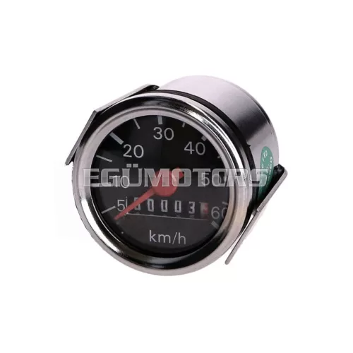 OEM Standard sebességmérő univerzális 60 km/h fekete, 48 mm, Hercules Simson