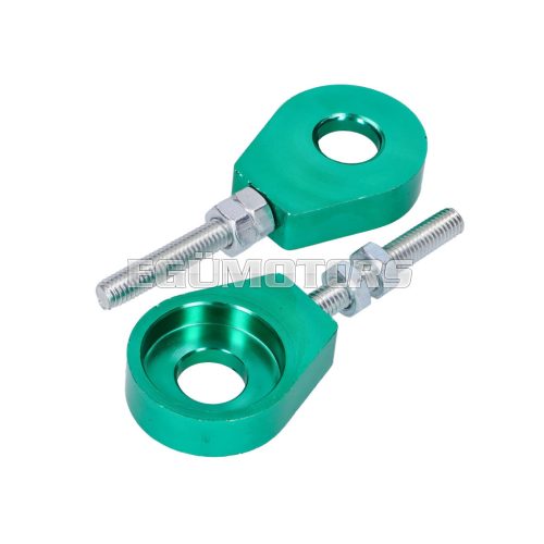 chain tensioner set aluminum green anodized 12mm