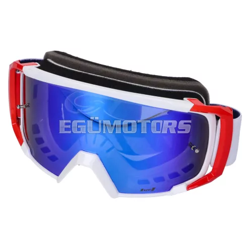 MX szemüveg LUC1 Team fehér / piros - irídiumkék