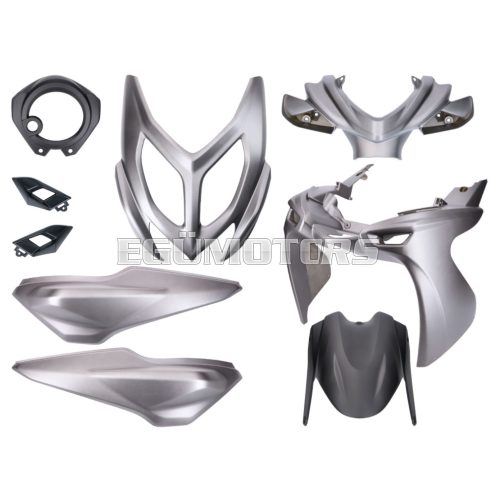 fairing kit black / grey, matt 9-piece for Yamaha Aerox, MBK Nitro 50cc 2013-