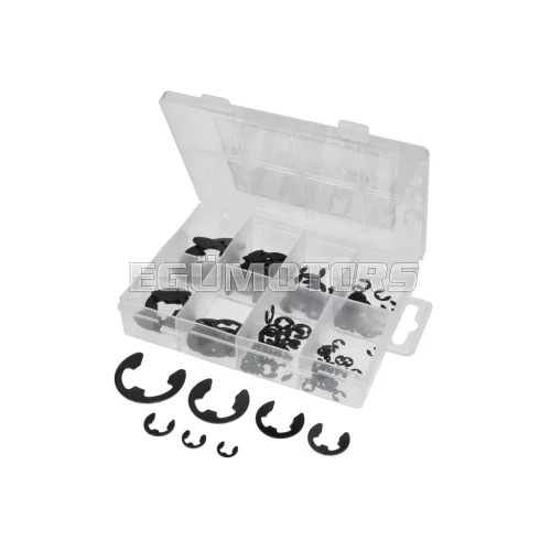 OEM Standard Tengelybiztosító gyűrű / rögzítőgyűrű készlet, DIN6799, 3-19mm, 135 darab