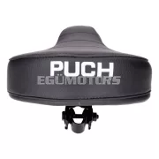 OEM Standard nyereg / ülés lapos, fekete, steppelt, rugós, Puch logóval, Puch mopedhez