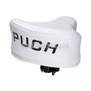OEM Standard nyereg / ülés új típus, fehér, Puch logóval, Puch robogóhoz