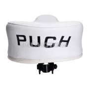 OEM Standard nyereg / ülés új típus, fehér, Puch logóval, Puch robogóhoz