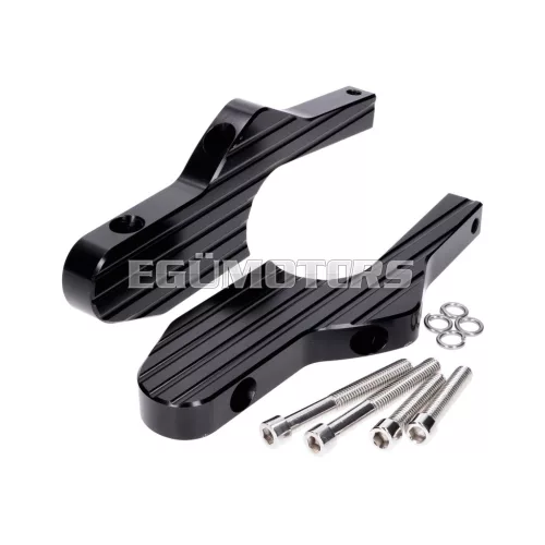 Utas lábtartó adapter szett, alumínium, CNC, matt fekete, Vespa GT, GTS, GTV