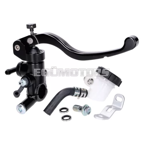 Első fék főhenger radiális, külső fékfolyadék-tartállyal, fekete, 22mm kormányhoz