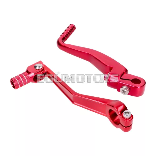 gear shift and kickstart lever foldable, anodized aluminum, red for Simson S50, S51, S53, S70, S83