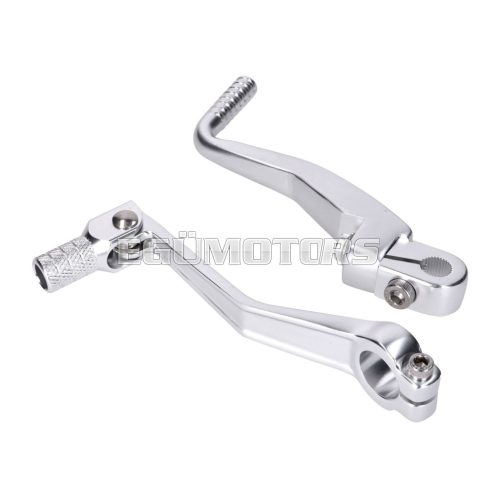 gear shift and kickstart lever foldable, anodized aluminum, silver for Simson S50, S51, S53, S70, S83