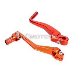   gear shift and kickstart lever foldable, anodized aluminum, orange for Simson S50, S51, S53, S70, S83