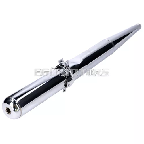 OEM Standard kipufogó krómozott, 28mm, hangtompító lemezzel, Simson S51 Enduro, S70 Enduro