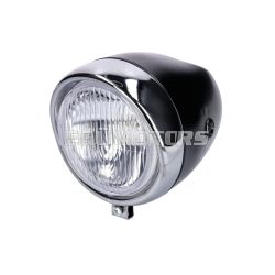 Headlight round 130mm black for classic car, Puch