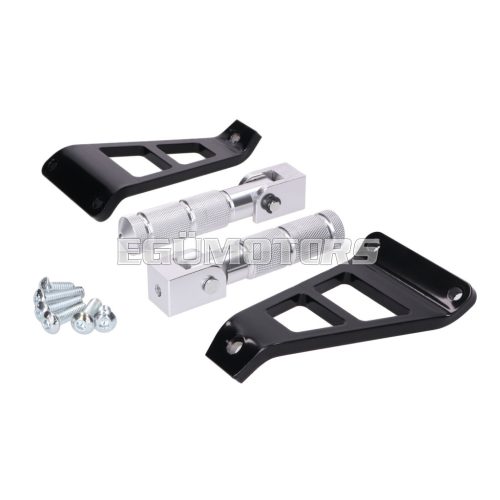 Pillion footrest set CNC silver for Beta RR 50 (with bracket)